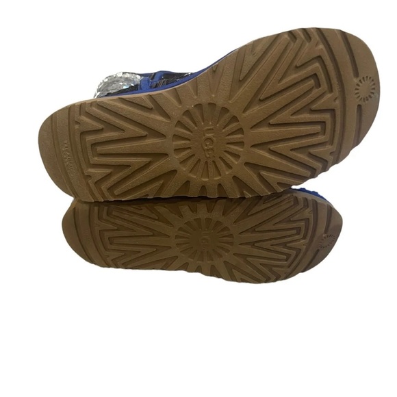 Ugg Classic Short Sequin Shimmering Wool Shearling Blue Navy Tonal Boots 6 EUC - Picture 7 of 9